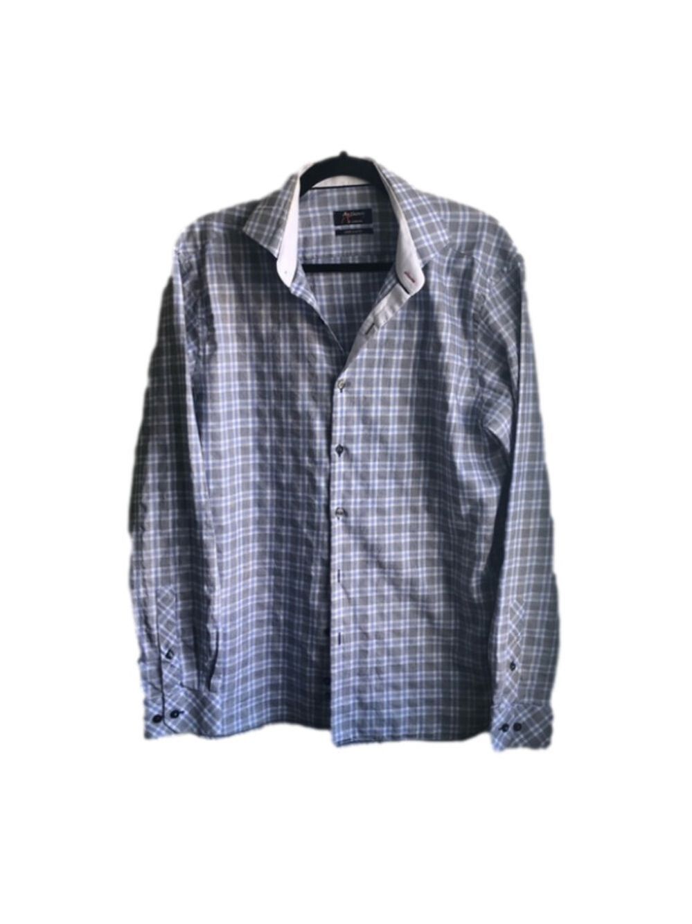 Anthony of London blue plaid button down shirt